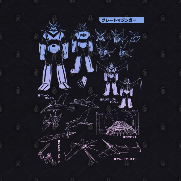 Mazinger Z blueprint aesthetic gradient by Blacklinesw9